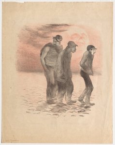 Paris Scenes and Murderers (litografi trykt i sort og rødt) af Adolphe Leon Willette