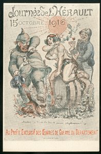 Postkort, satirisk i farver af Adolphe Leon Willette