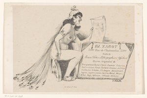 Visitkort fra trykkerihandler Edmond Sagot i Paris af Adolphe Leon Willette