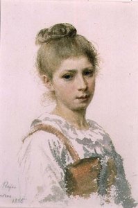Portræt af en ung pige af Adolphe Ragon