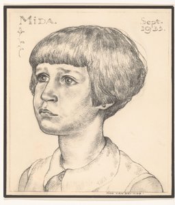 Fotogengivelse af et portræt af Mida af Han van der Kop Mida september 1933 (titel på objekt) af Adriaan Bijl (attributed to)