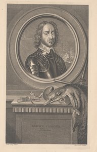 Oliver Cromwell, Protector, graveret af Pierre Drevet (1663-1738)