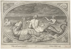 Acis på en fisk Sea Gods (serietitel) af Adriaen Collaert
