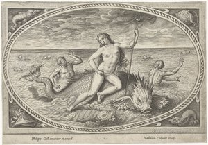 Amfitrit på en fisk Sea Gods (serietitel) af Adriaen Collaert
