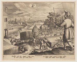 August, fra tolv måneder af Adriaen Collaert