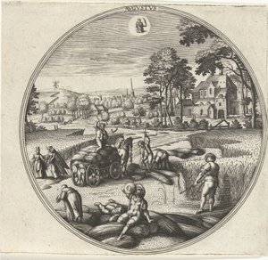 august Avgvstvs (titel på objekt) De tolv måneder (serietitel) af Adriaen Collaert