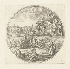august Avgvstvs (titel på objekt) De tolv måneder (serietitel) af Adriaen Collaert