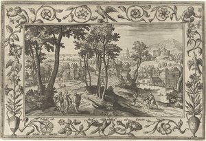Emmaus-gængere Landskaber med bibelske, mytologiske scener og jagtscener (serietitel) af Adriaen Collaert