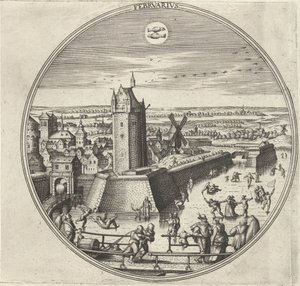 februar Febrvarivs (titel på objekt) De tolv måneder (serietitel) af Adriaen Collaert