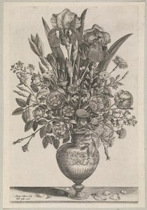 Blomsterstykke med iris af Adriaen Collaert