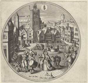 januar Ianvarivs (titel på objekt) De tolv måneder (serietitel) af Adriaen Collaert
