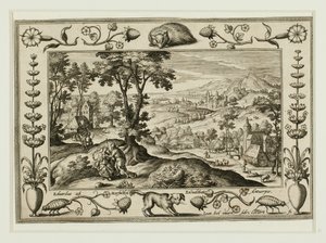 Juda og Tamar, fra Landskaber med scener fra Det Gamle og Det Nye Testamente og Jagtscener af Adriaen Collaert