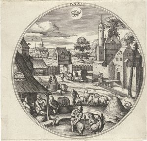 juni Jvnivs (titel på objekt) De tolv måneder (serietitel) af Adriaen Collaert