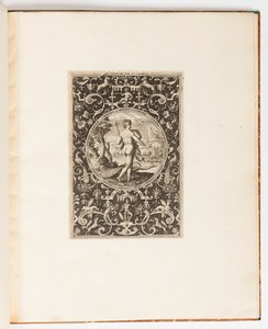 Juno, tallerken fra en suite med 6 ornamentale designs med Judgment of Paris af Adriaen Collaert