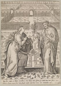 Kristus og hans brud, Ecclesia, i en have af Adriaen Collaert