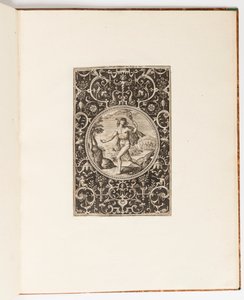 Mercury, tallerken fra en suite med 6 ornamentale designs med Judgment of Paris af Adriaen Collaert
