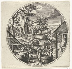 oktober De tolv måneder (serietitel) af Adriaen Collaert