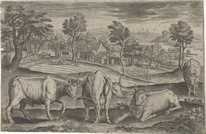 kvæg Firebenede dyr (serietitel) Animalivm Qvaddrvpedvm (serietitel) af Adriaen Collaert