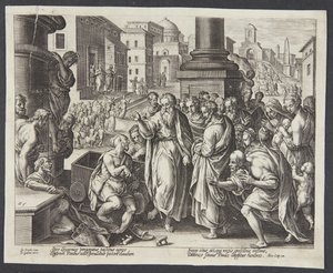 St. Paul helbreder en krøbling i Lystra af Adriaen Collaert