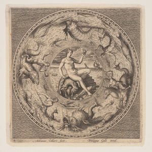 Thetis på en muslingeskal, fra et sæt design til tallerkener (Fonds de Coupe) af Adriaen Collaert
