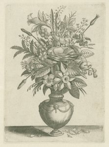 Vase med blomster, herunder trompetpåskeliljer Florilegium (serietitel) af Adriaen Collaert