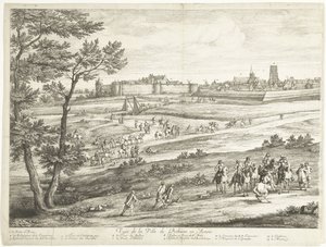 Udsigt over Bethune (venstre ark) Veuë de la Ville de Bethune en Artois (titel på objekt)