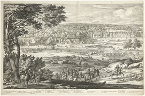 Udsigt over slottet Fontainebleau (venstre side) Veuë du Chasteau de Fontainebleau du costé du Jardin (titel på objektet)