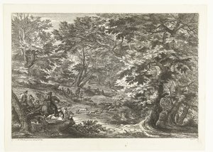 Landskab med rævejagt Landskaber med jægere (serietitel) af Adriaen Frans Boudewyns