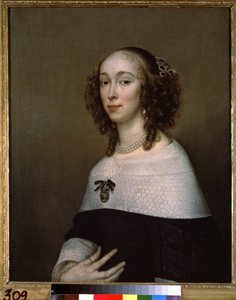 Portrait de femme (Portræt af en dame). Maleri af Adriaen Hannemann (Adrien Hanneman af Adriaen Hanneman