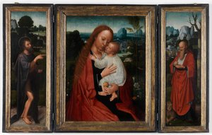 Madonna med Johannes Døberen og Sankt Hieronymus (olie på panel)