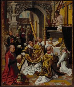 Sankt Gregor den Stores messe (540-604) af Adriaen Isenbrandt or Isenbrant