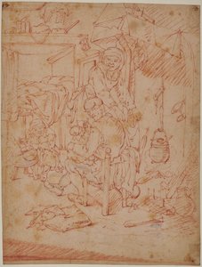 hollandsk interiør af Adriaen Jansz. van (attr. to) Ostade