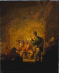 Et ladeinteriør med en nar, der regaler sine ledsagere, c.1632 af Adriaen Jansz. van Ostade
