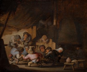 Dansende dværge i en bondes kro, ca. 1635 (olie på træ) af Adriaen Jansz. van Ostade