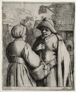 Mand og kvinde samtaler. af Adriaen Jansz. van Ostade