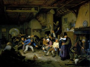 Bønder, der danser på et værtshus af Adriaen Jansz. van Ostade