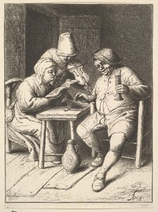 Syngende par og violin, 1610-85. af Adriaen Jansz. van Ostade