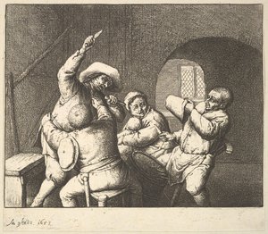 The Knife Thrust, 1610-85. af Adriaen Jansz. van Ostade