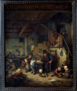 Skolemesteren i Scene-klassen, en gammel lærer med små elever fra yndlingsbaggrunde. Maleri af Adrien van Ostade (1610-1685) 1662 søn. 0,4x0,32 m af Adriaen Jansz. van Ostade