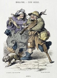 Gueux spiller gademusik, Holland, XVII. århundrede. af Adriaen Pietersz van de (after) Venne