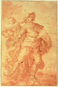 A Lady and Gentleman Skating on Ice, ca. 1625 (rødt kridt på papir) af Adriaen Pietersz van de Venne