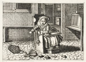 Baby græder efter sit legetøj, illustration fra 