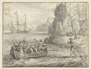 Celadon beder pirater om at tage ham sammen med hans bortførte kone, Galatea af Adriaen Pietersz van de Venne