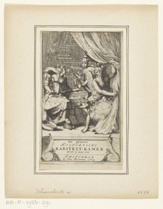 Allegorisk fremstilling med Fader Tid, Merkur og Visdom The Great Historical Room of Curiosity Tredje og sidste bind (titel på objekt) Titelside for: Simon de Vries, De vidende sindes ædleste tidsrabat, eller Den store historiske rar af Adriaen Schoonebeek