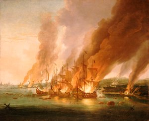 Slaget ved La Hogue, 23. maj 1692, slutningen af det 17. århundrede (oliemaleri)