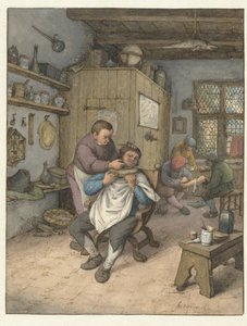 En Barbershop Barbierswinkel af Adriaen van Ostade