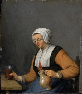En kvinde med en ølkande af Adriaen van Ostade