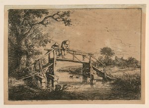 Lystfiskere på broen af Adriaen van Ostade