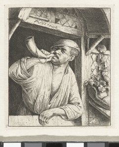 Baker blæser i horn af Adriaen van Ostade