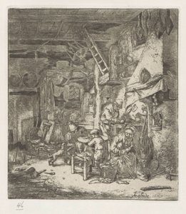 Landmandsfamilie i interiør af Adriaen van Ostade